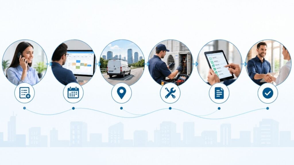 Flujo digital de una orden de trabajo de servicio técnico
